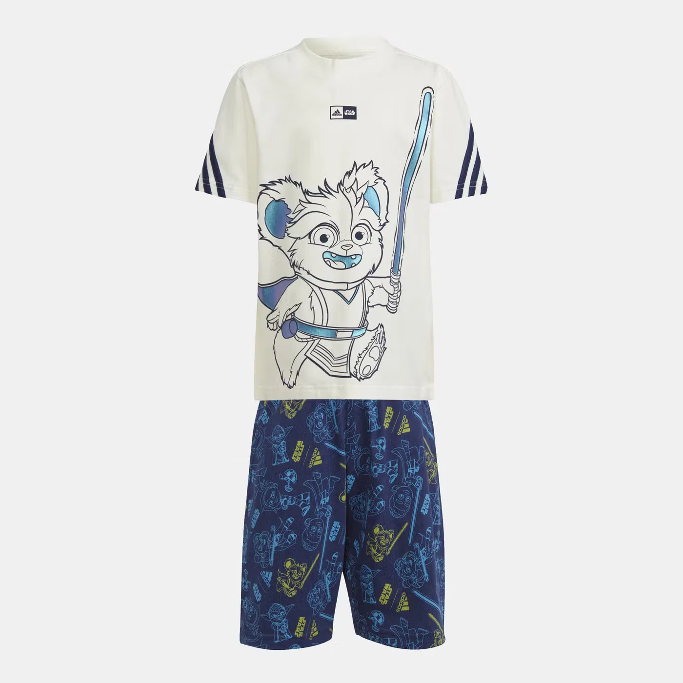 Комплект футболки и шорт с принтом Young Jedi Adidas, белый