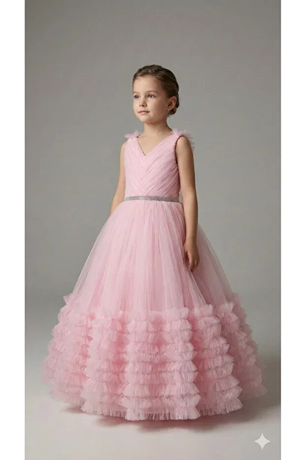 Детское платье для девочек с рюшами Modallita, Pink
