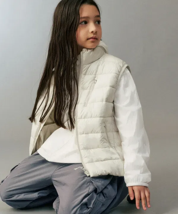 Жилет утепленный с высоким воротником, [ ], Musinsa Standard Kids, stone white