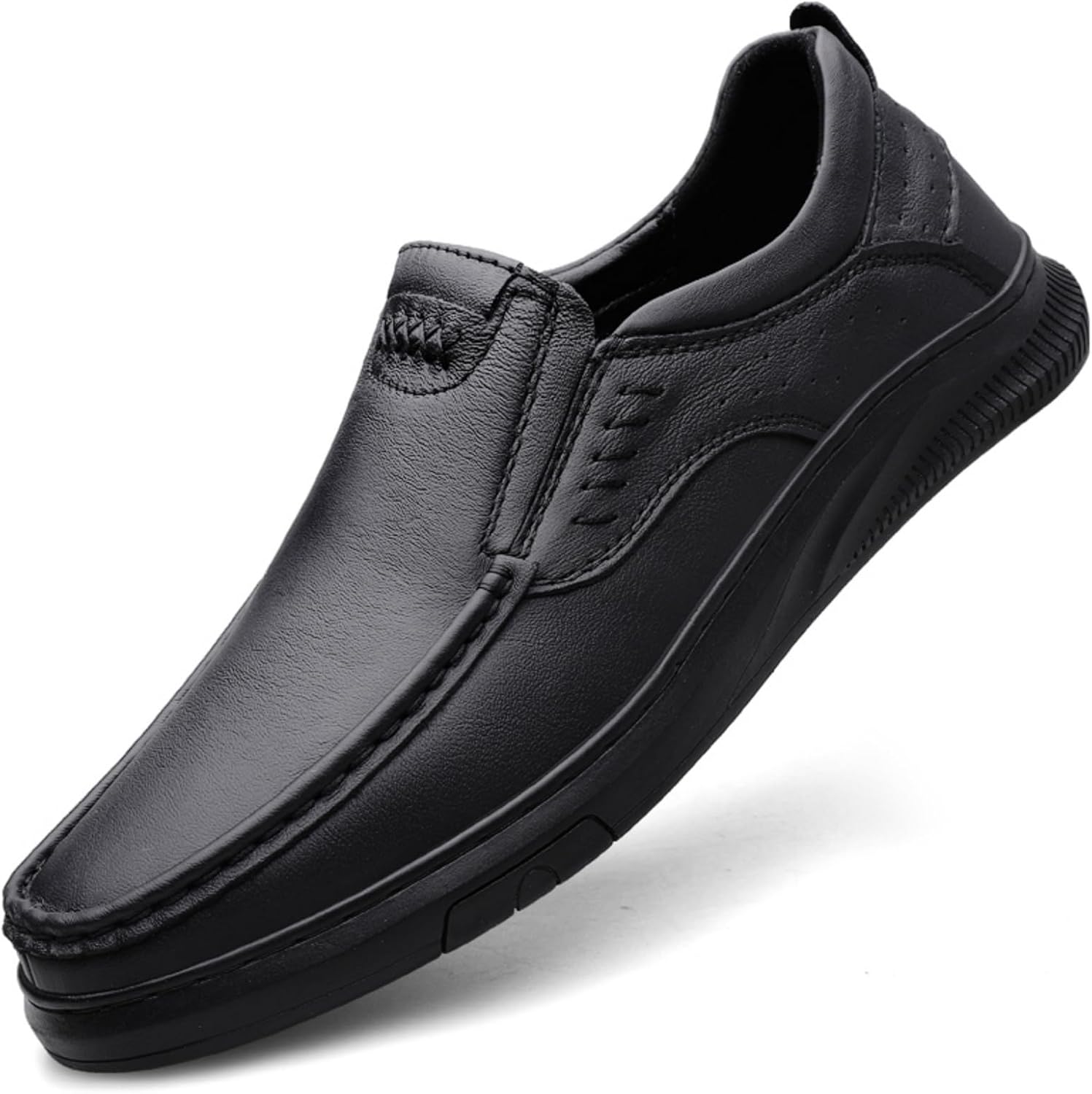 

Мужские мокасины Boaobaihuo из легкой кожи, туфли-лоферы на плоской подошве с круглым носком, нескользящие низкие лоферы для прогулок, вождения и походов на открытом воздухе, черный