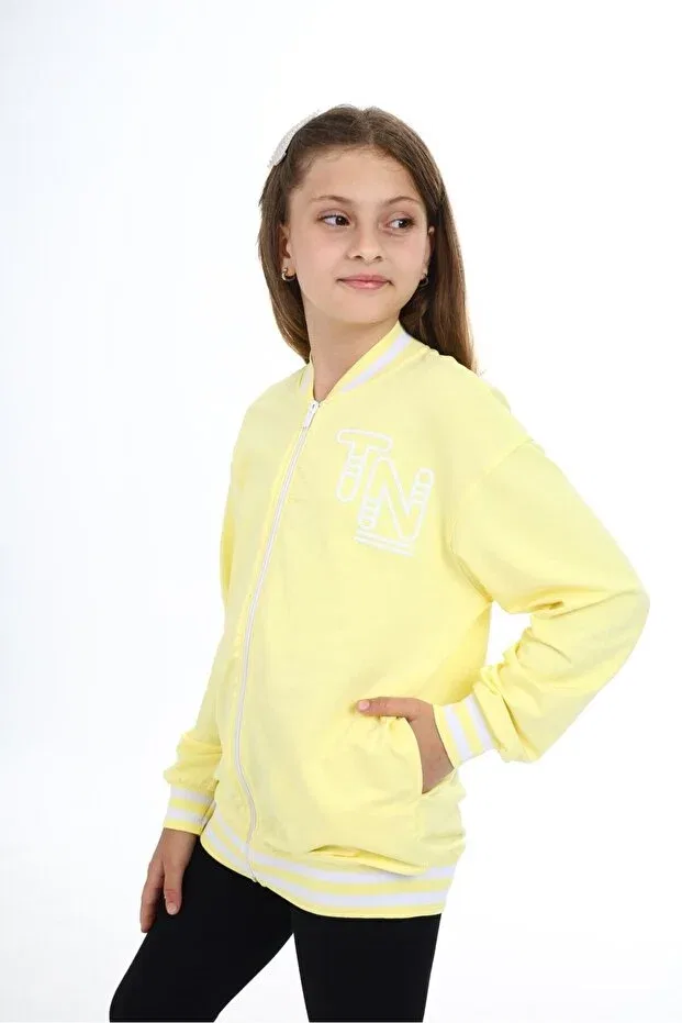Детский вязаное кардиган для девочек с принтом Toontoy, Light Yellow — фото 2
