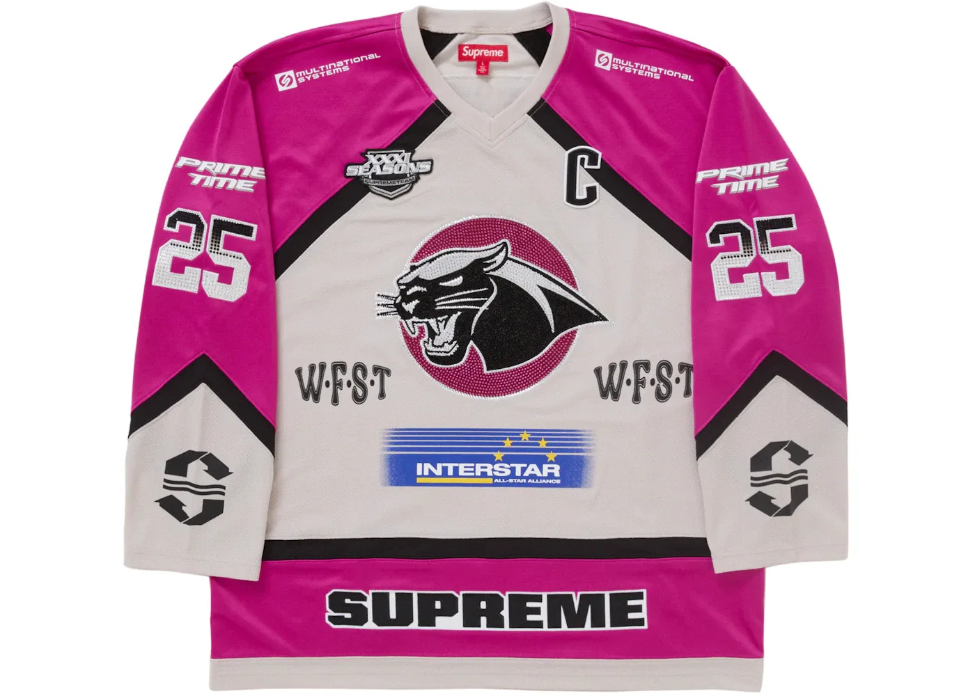 Мужская хоккейная джерси с принтом Rhinestone Jersey Supreme, Light Grey