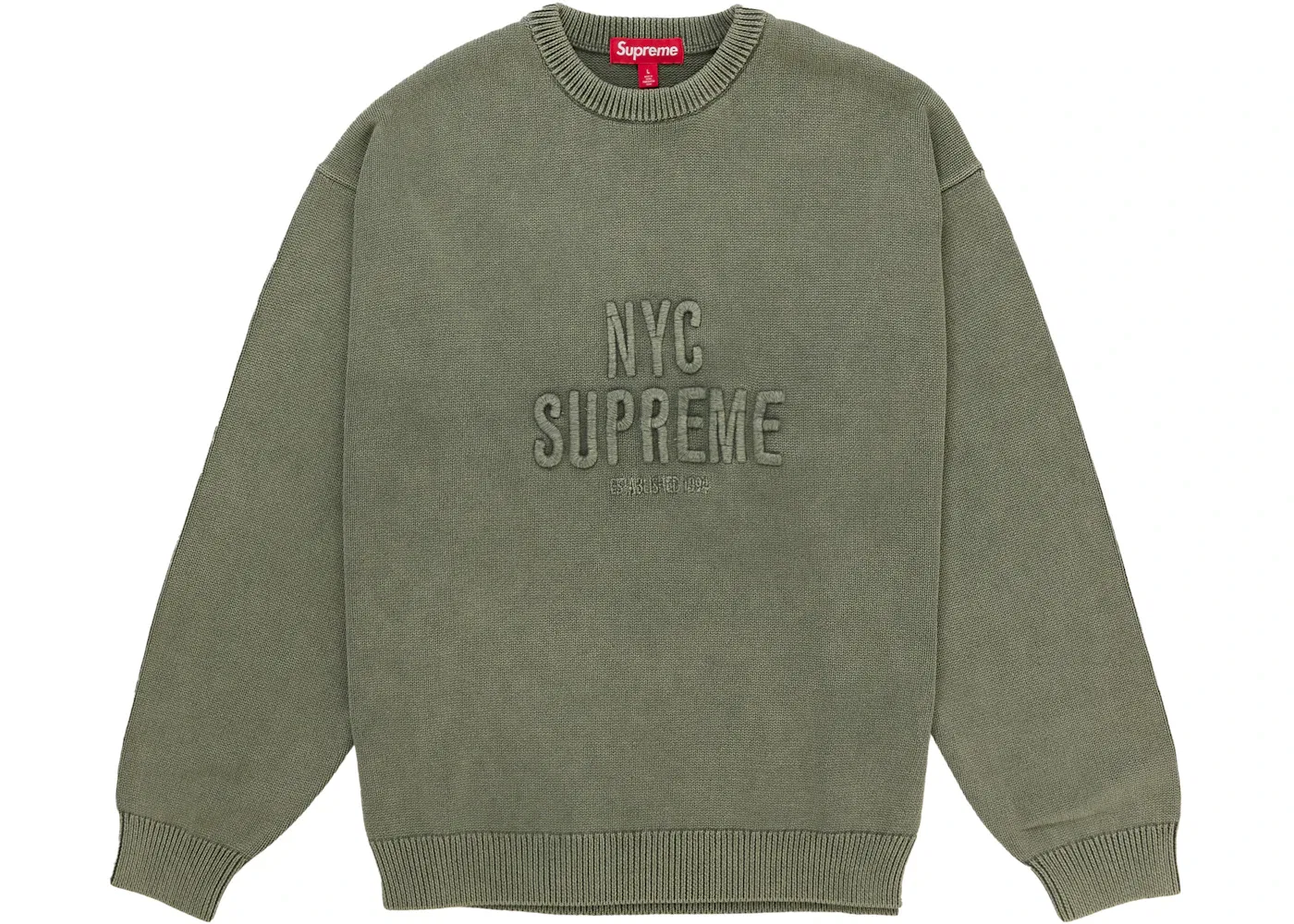 Мужской свитер с принтом Supreme, Оливковый
