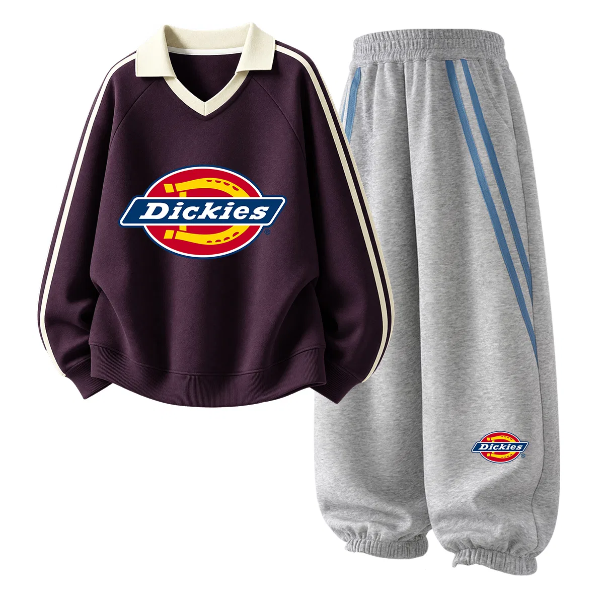 Детский спортивный комплект с поло-воротником Dickies, Berry Purple/Light Heather Gray