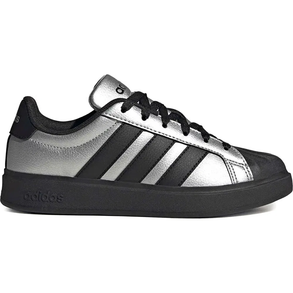 Детские кроссовки Streettalk Adidas, Silver/Black/Silver — фото 2