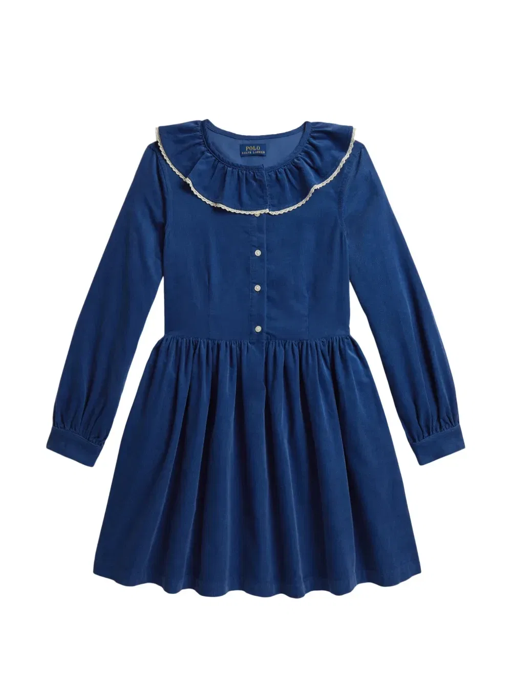 Вельветовое платье с оборками Polo Ralph Lauren Kids, синий