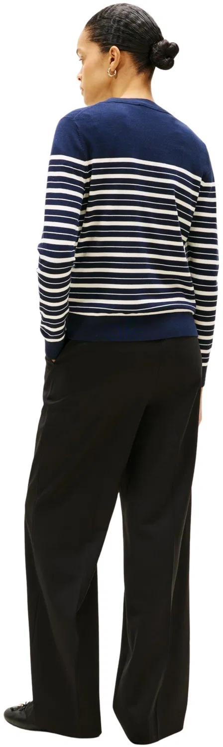 Женский пуловер с круглым вырезом Tommy Hilfiger, Blue (Dark Night Navy/Calico Multi Stp) — фото 3
