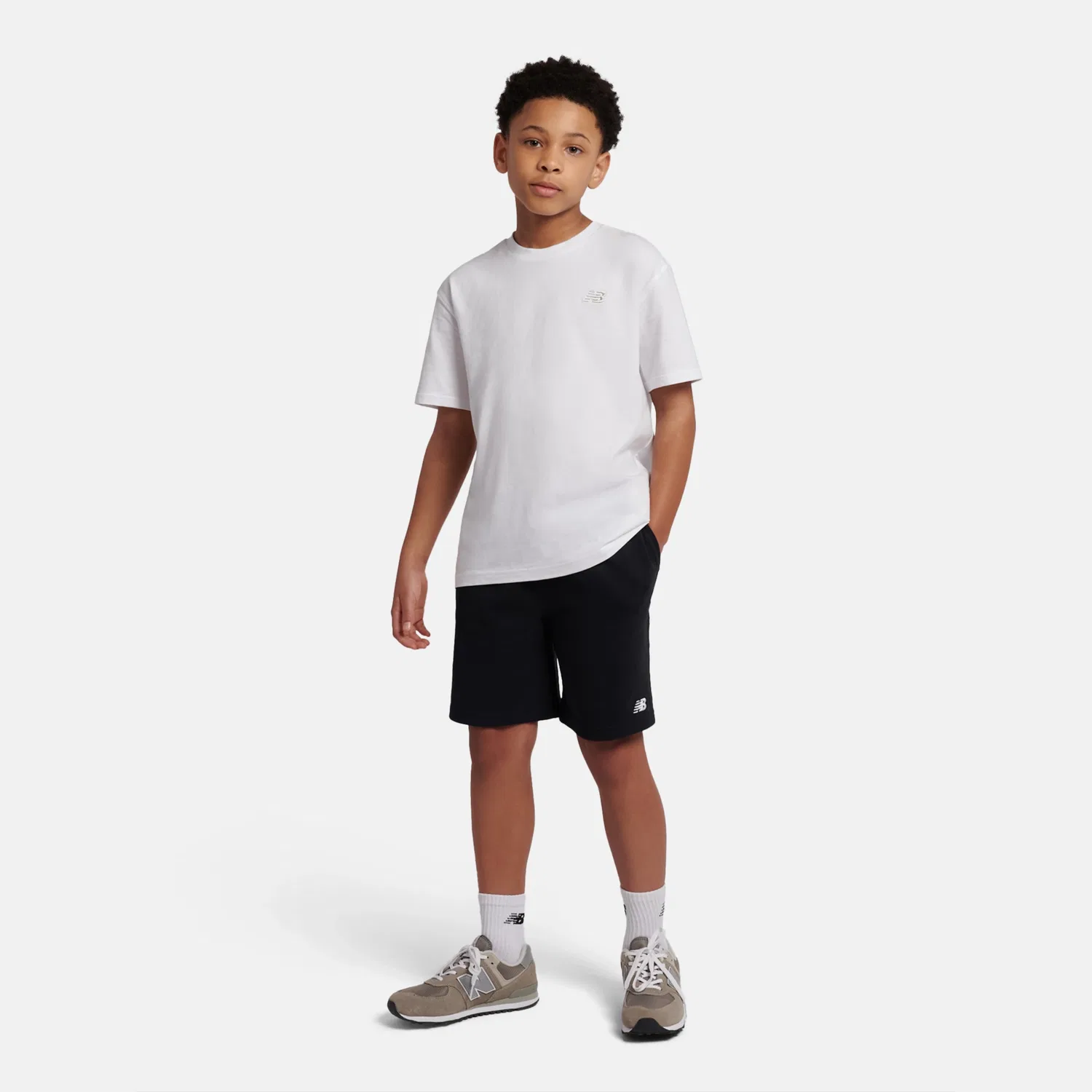 Детские шорты свободного кроя с логотипом French Terry Small Logo New Balance, Black — фото 2