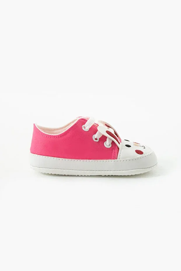 Детские ботинки для девочек с вышивкой кролик First step lace-up rabbit embroidered Yummy Kids, Fuchsia — фото 3