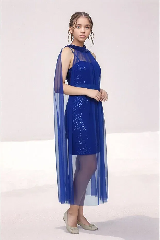 Детское платье для девочек с пайетками Party Jogco, Navy Blue — фото 2