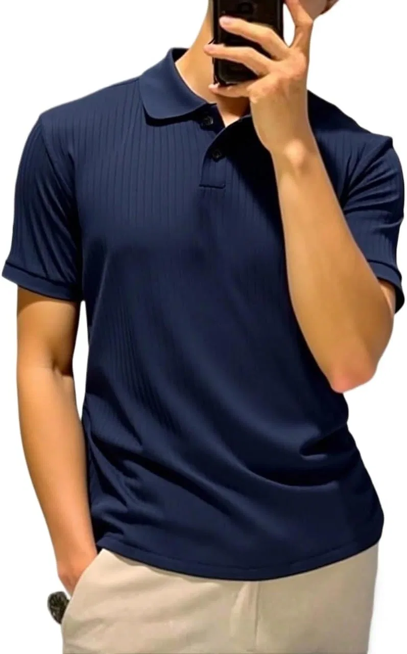 Мужская футболка с ребристой вязкой Ribbed Knit, Navy Blue