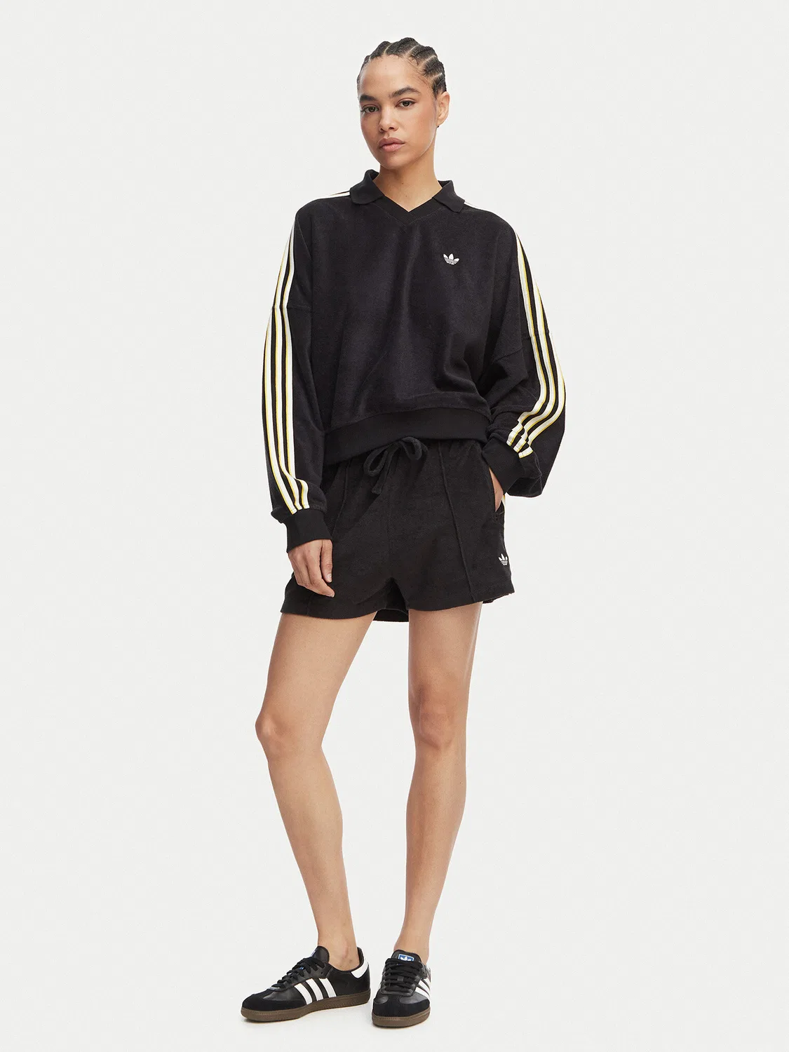 Женские спортивные шорты свободного кроя Terry Towel Firebird Adidas, черный — фото 2