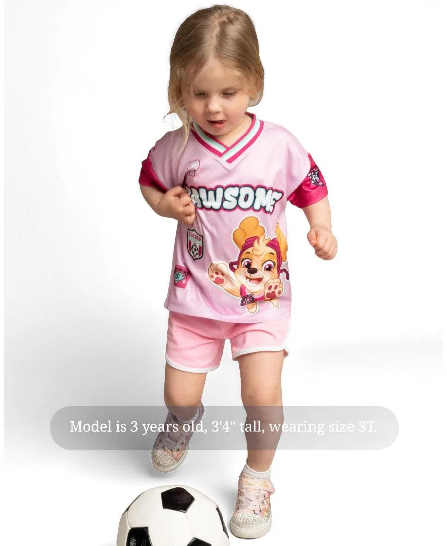 Детская футболка-джерси с длинным рукавом, с принтом Paw Patrol, Dark Pink Skye — фото 2