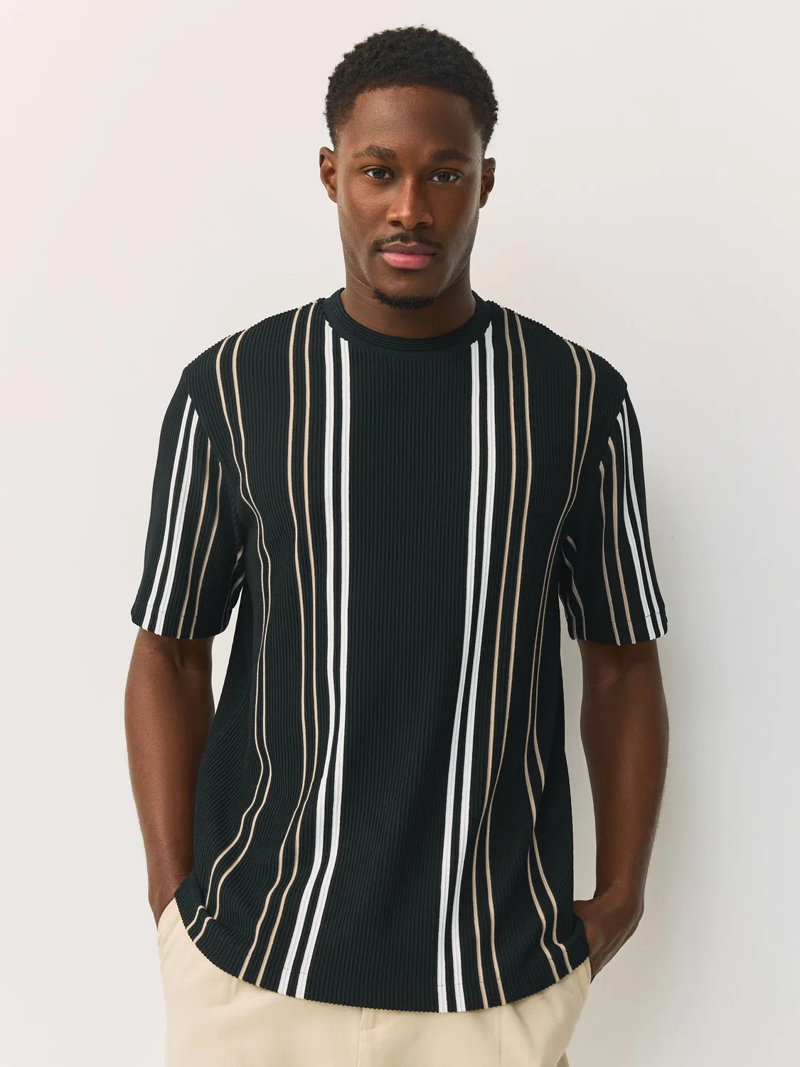 Футболка с вертикальными полосками, Smart Vertical Stripe Next, черный с нейтральным