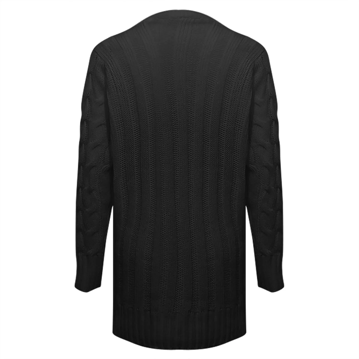 Женский кардиган без застежки с длинным рукавом, модель Open Front, цвет Black — фото 2