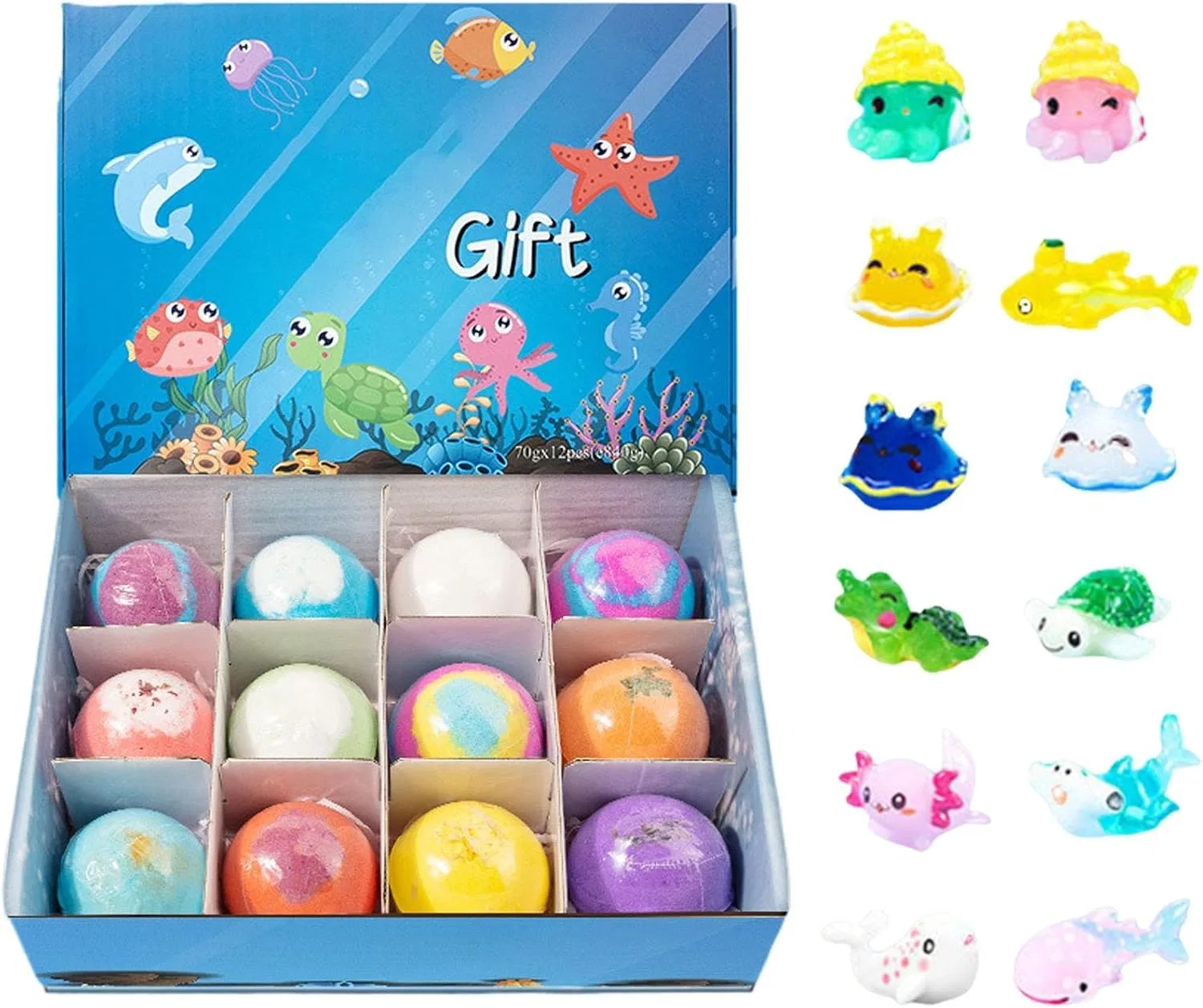 Набор бомбочек для ванны, 12 шт. ручной работы с сюрпризом, SVCEQZE, Sea