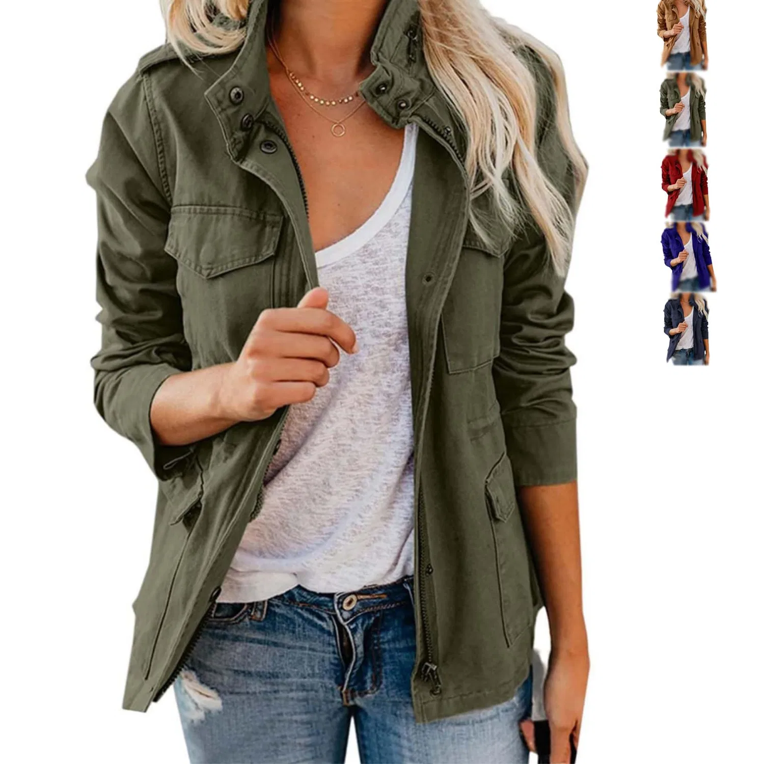 Женская куртка с множеством карманов Military Jacket, green