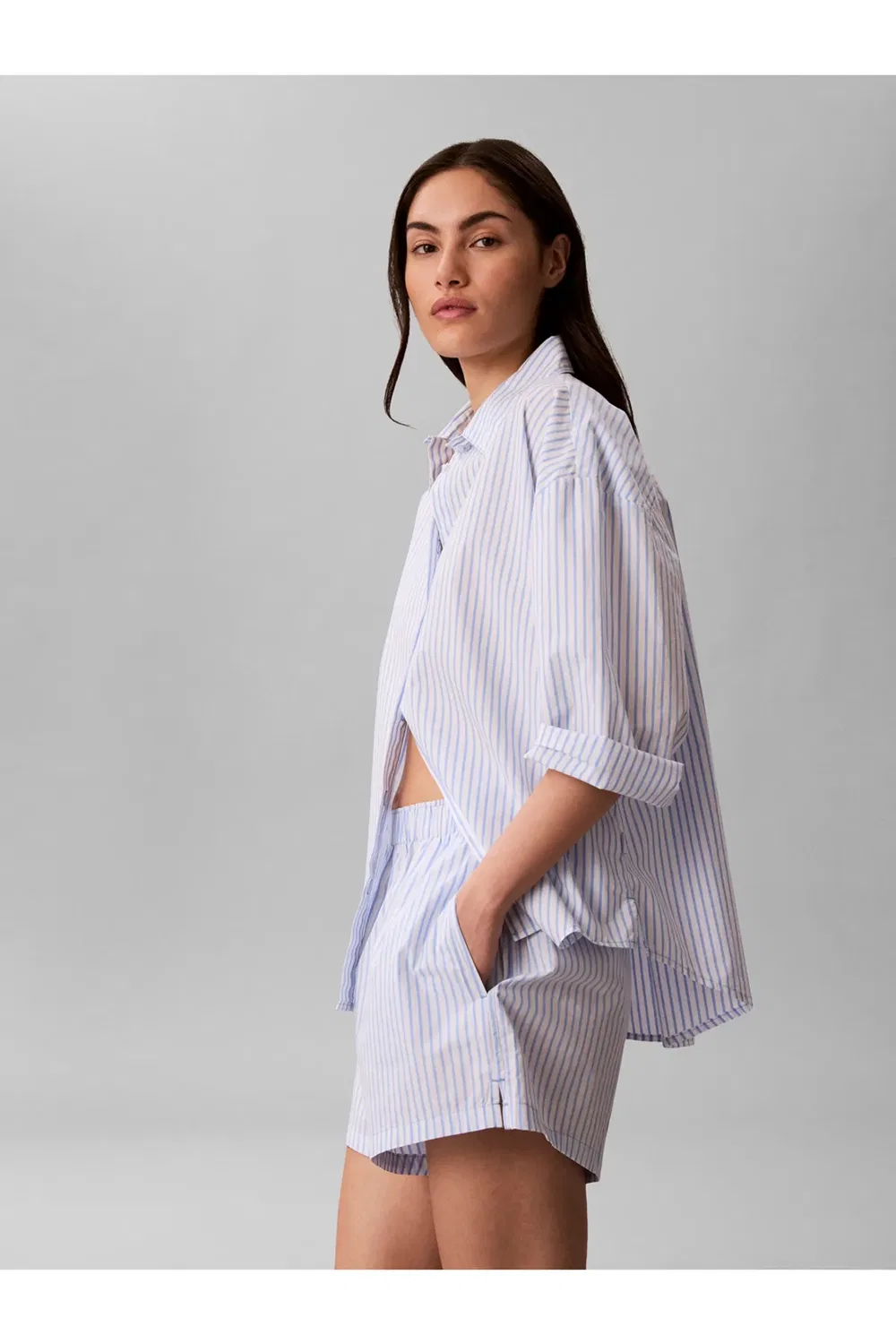Шорты из поплина с покрытой резинкой Sera Stripe Blue Descent Calvin Klein, Blue — фото 4