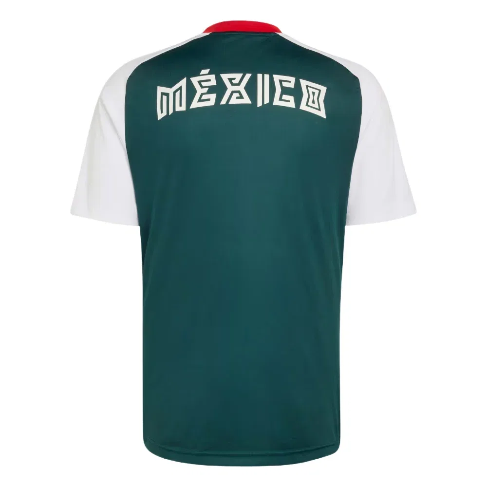 Мужская футболка Adidas Mexico 26 Away Pre Match Jersey Asia Sizing White Aurora Ivy, зеленый — фото 2