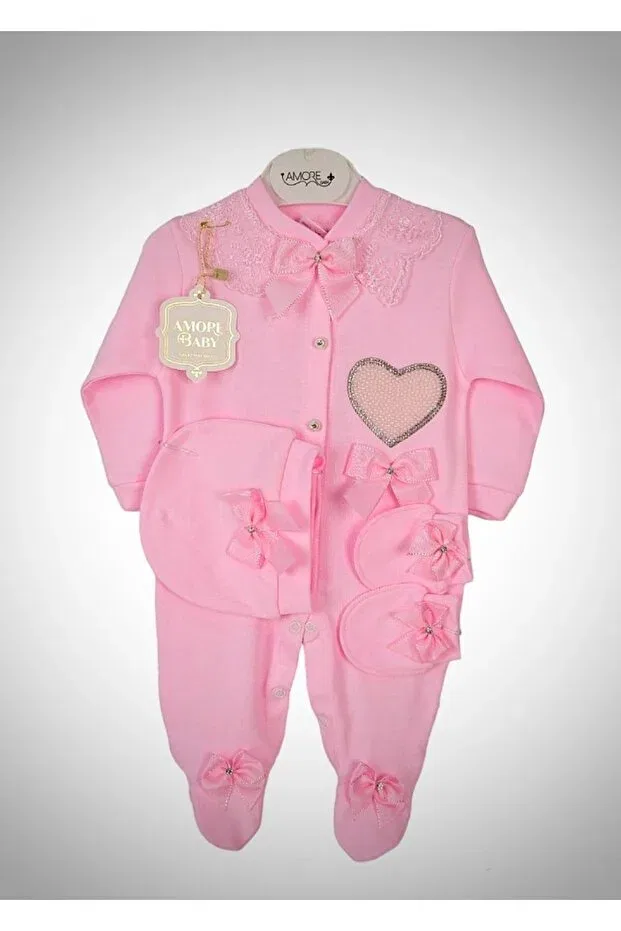 Детский комбинезон для девочек с принтом Stoned Heart Amore Baby, Pink