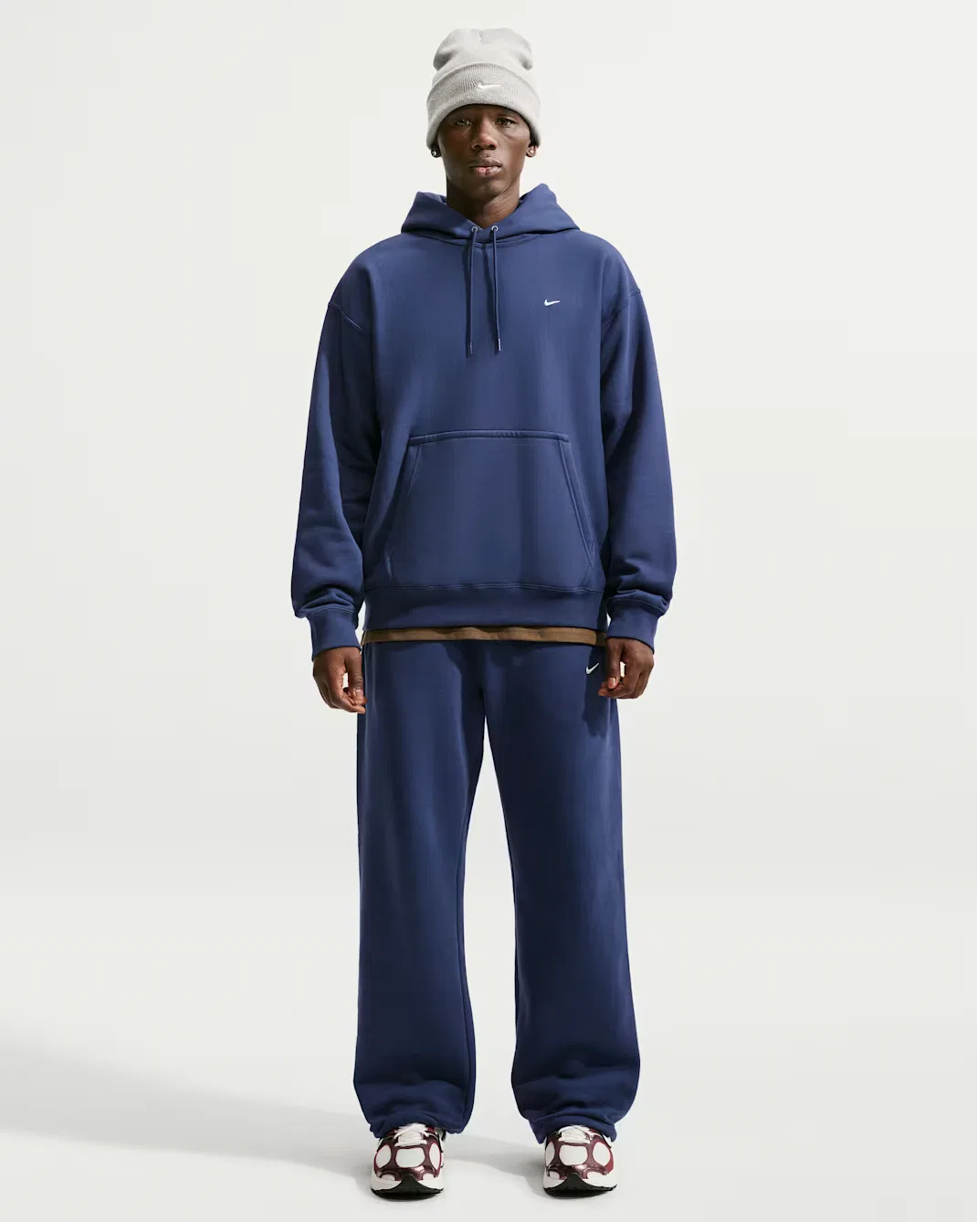Мужская толстовка с капюшоном Nike Solo Swoosh, Midnight Navy/Midnight Navy/White — фото 4