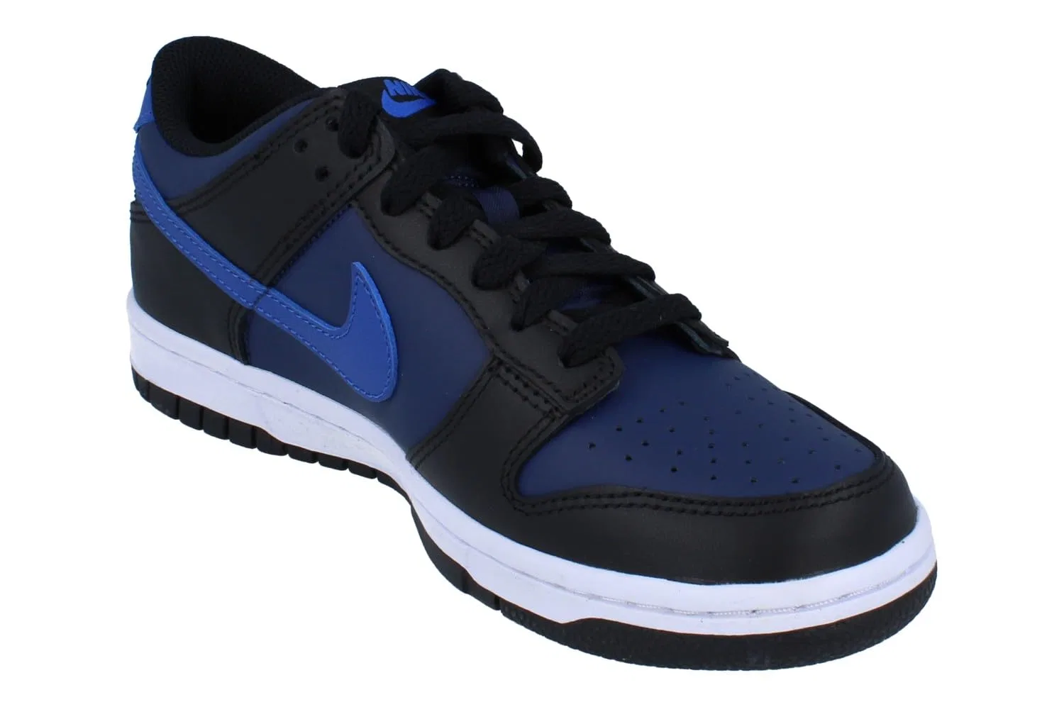 Детские кроссовки для мальчиков с кожаным верхом Dunk Low Gs NIKE, Midnight Navy Game Royal Black — фото 4