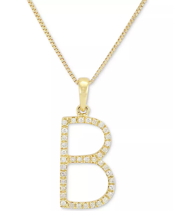 

Ожерелье с бриллиантом (1/10 карата) в форме инициала из 10-каратного золота, 16 дюймов + 2-дюймовый удлинитель Macy'S, b