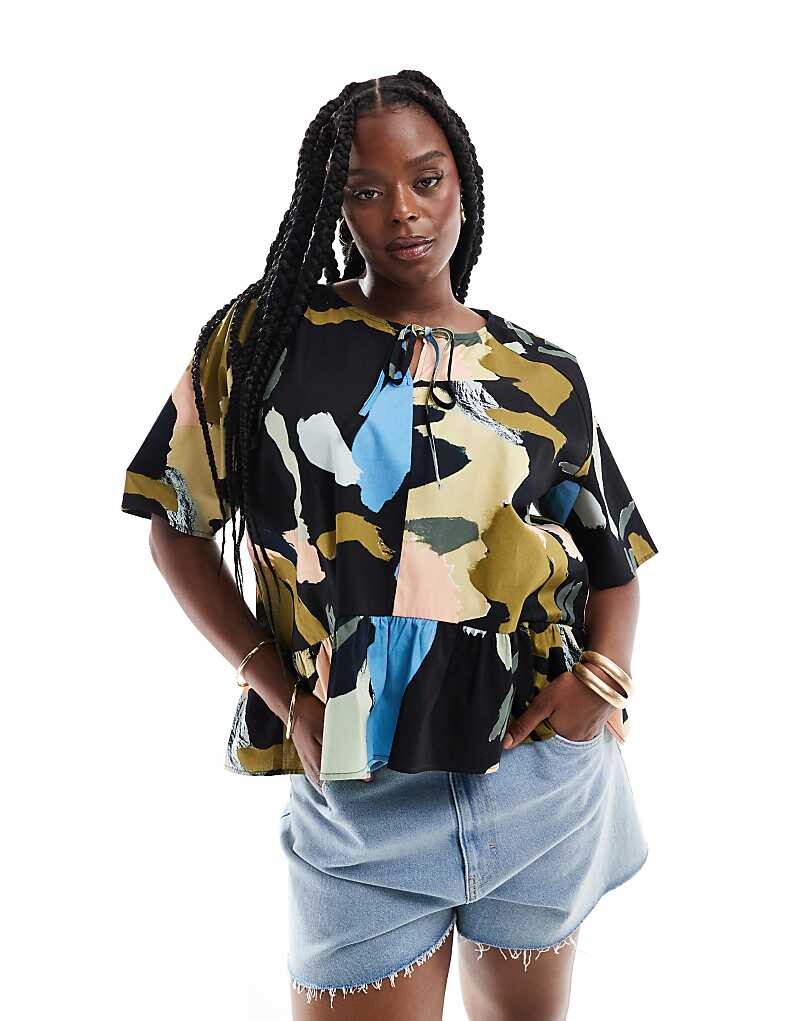 

Свободный топ с абстрактным принтом ASOS DESIGN Curve