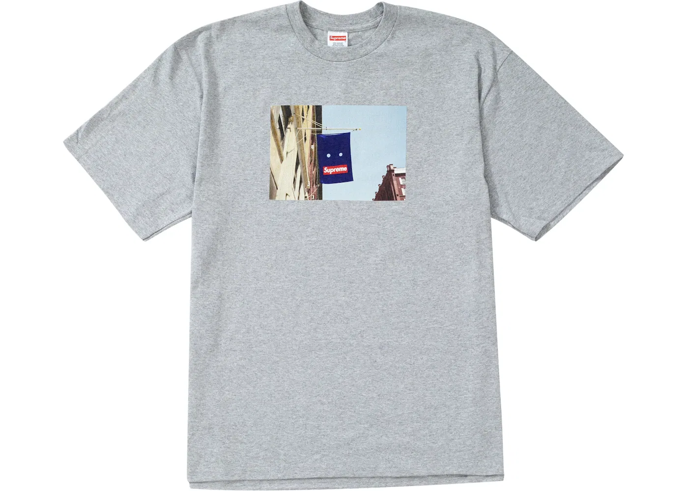 Мужская футболка с принтом Supreme Banner Tee, Heather Grey