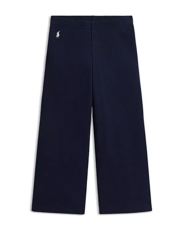 Детские брюки для девочек с широкой штаниной Polo Ralph Lauren, темно-синий