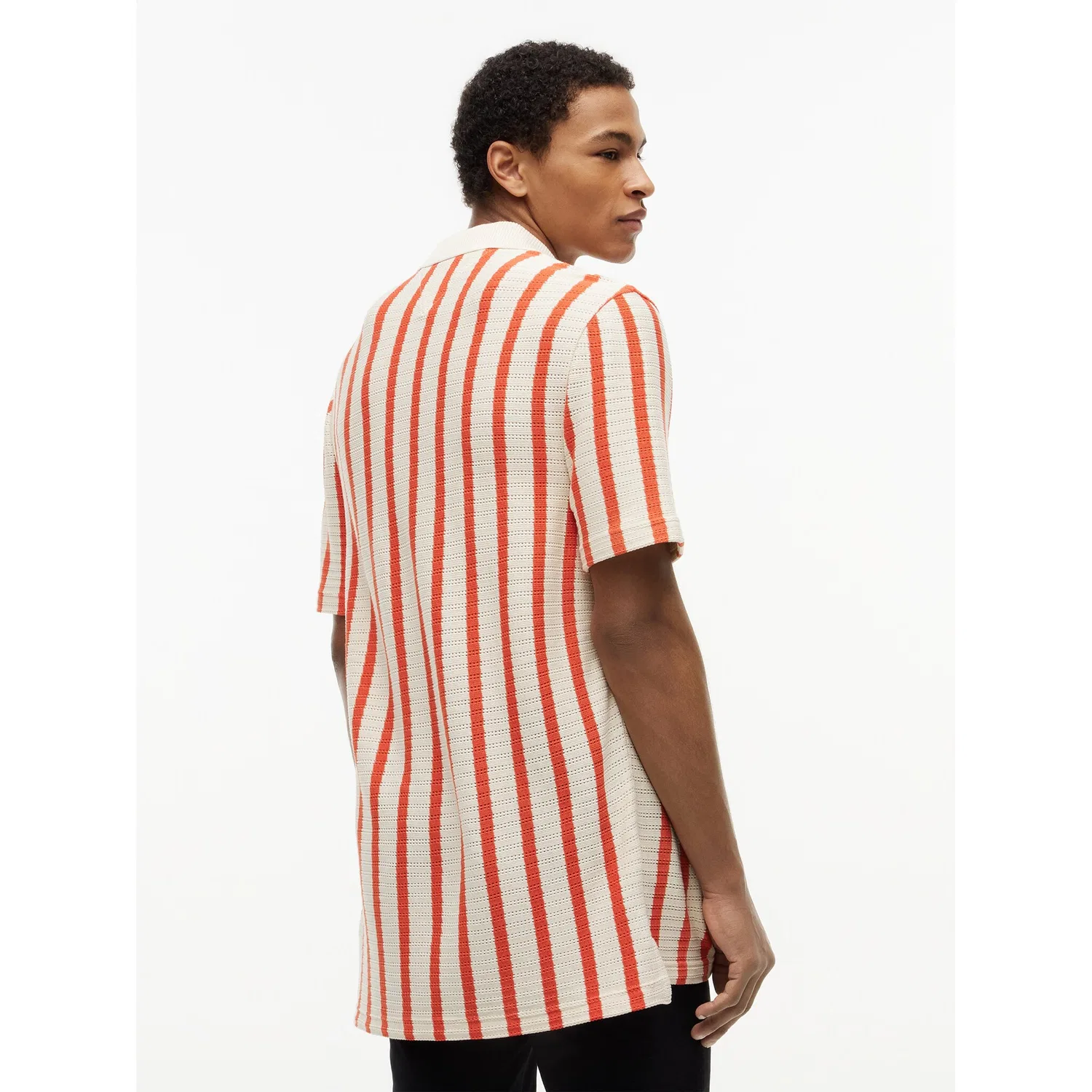 Мужское поло из сетчатого трикотажа Tommy Hilfiger, Muslin/Brilliant Orange — фото 3
