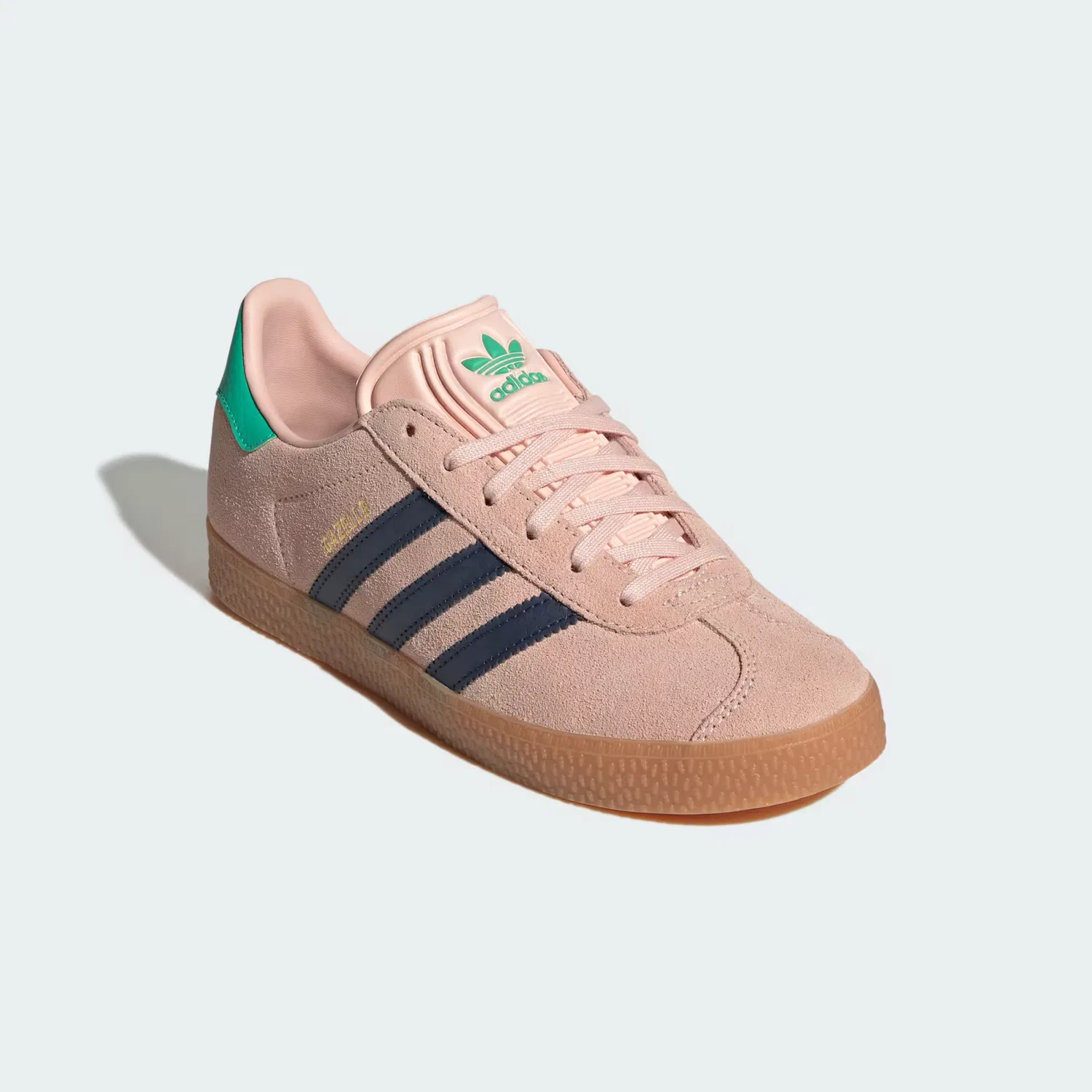 Детские кроссовки из замши Gazelle Adidas Originals, нежно-розовый/темно-индиго/ярко-зеленый — фото 4
