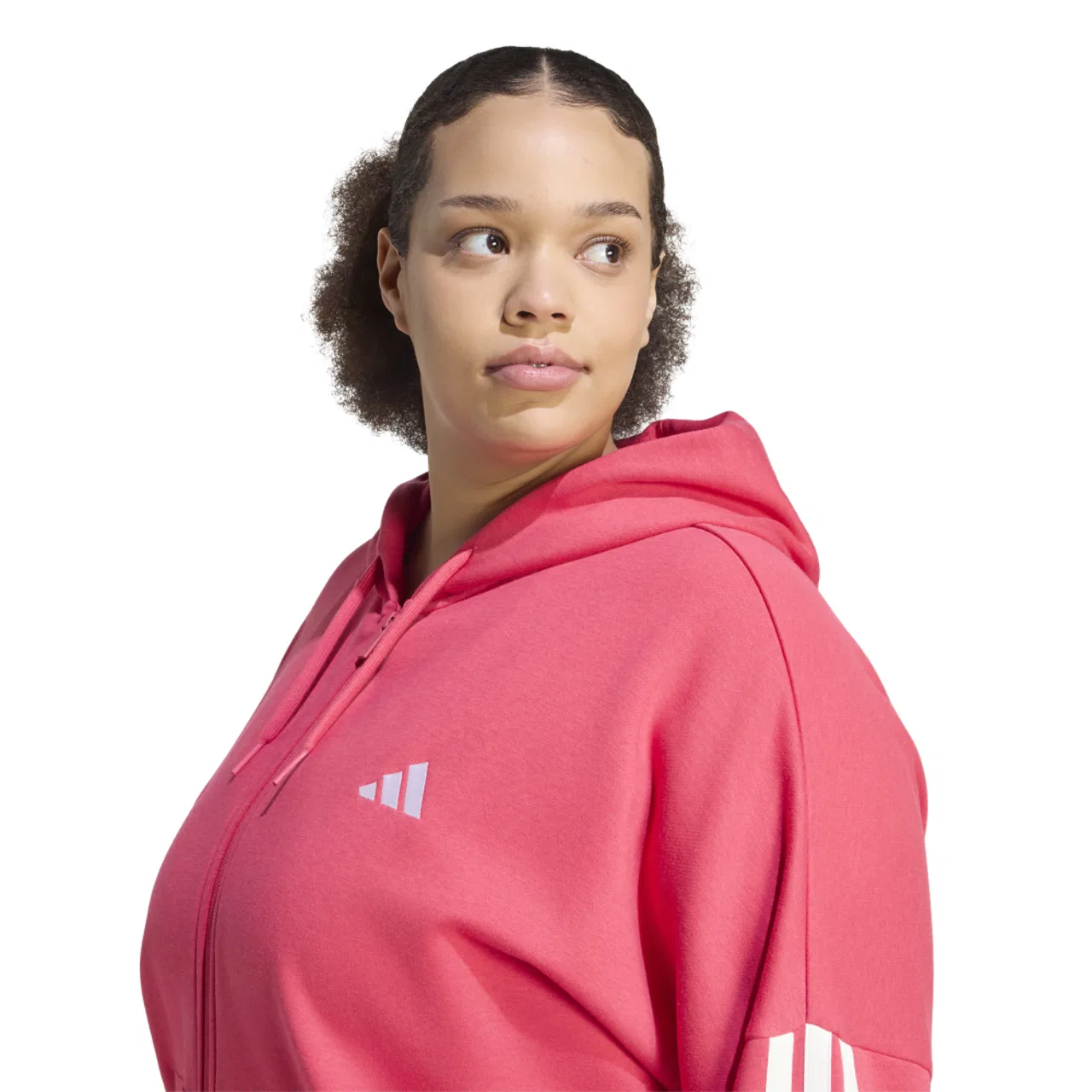 Женская флисовая кофта с молнией Essentials 3-Stripe FZ Adidas, цвет Power Pink — фото 3