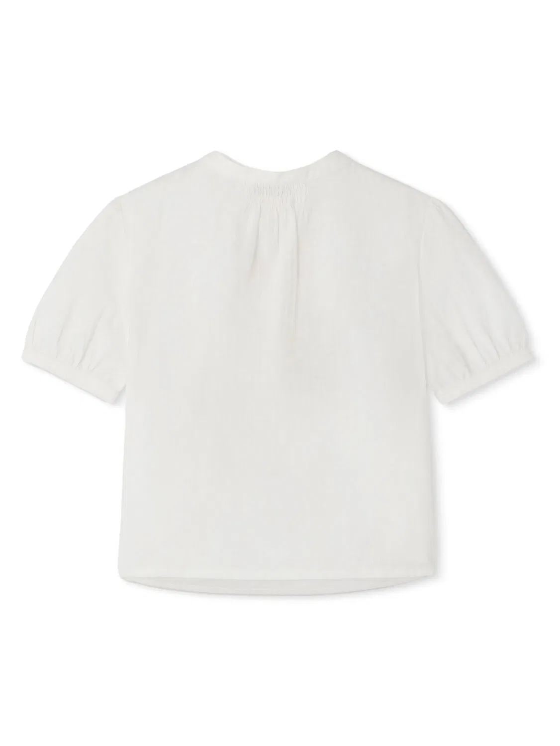 Блуза хлопковая с вышивкой Girls Embroidered-Logo Cotton Blouse Bonpoint, Blanc Lait — фото 2