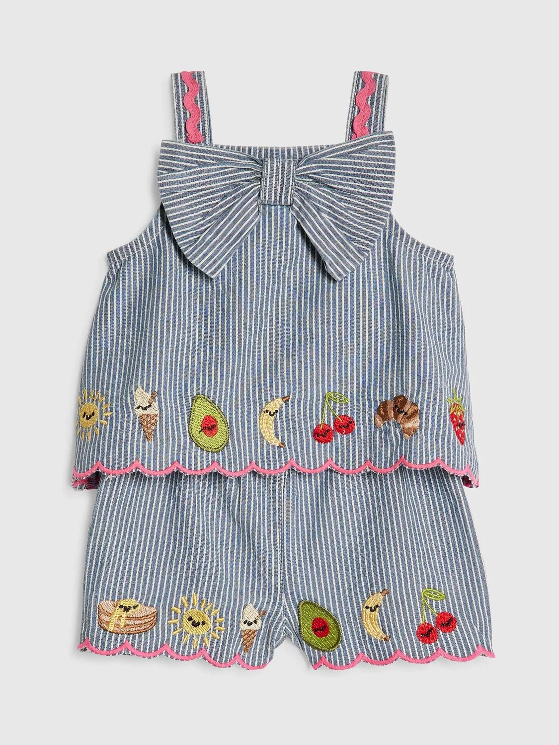 Комплект из топа и шорт River Island Blue Stripe Fruits, синий — фото 3