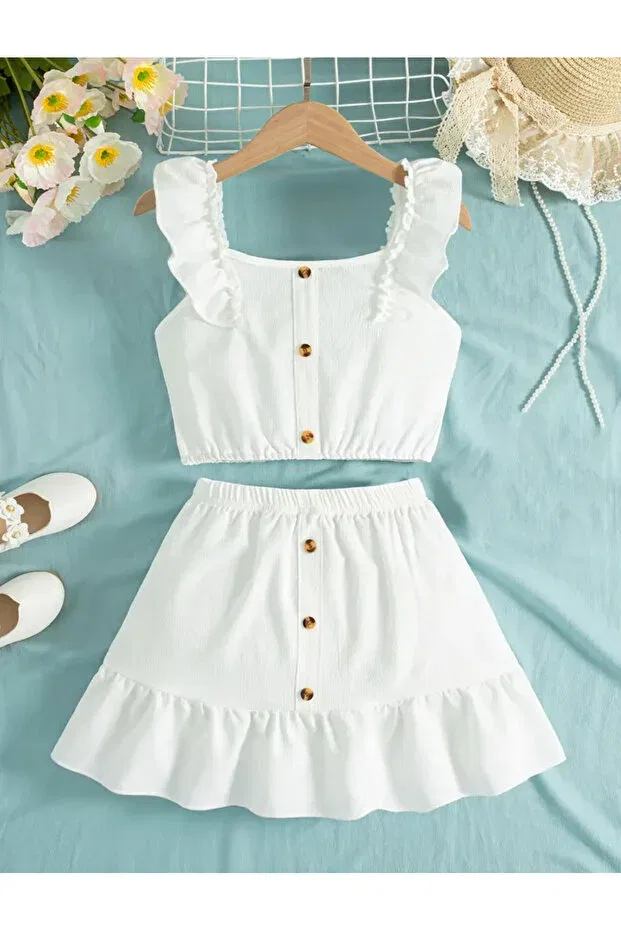Детский комплект для девочек с коротким рукавом Put-On-Out Shop, White