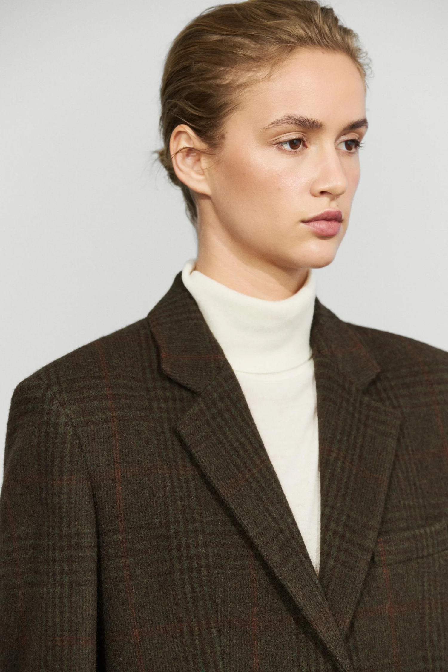 Блейзер Massimo Dutti Checked Wool Blend, коричневый — фото 4
