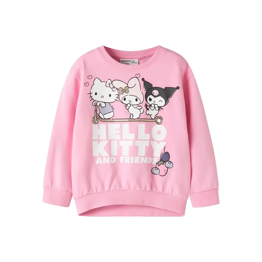 Детский свитшот для девочек с принтом Abara Hellok Name it, Pink — фото 2