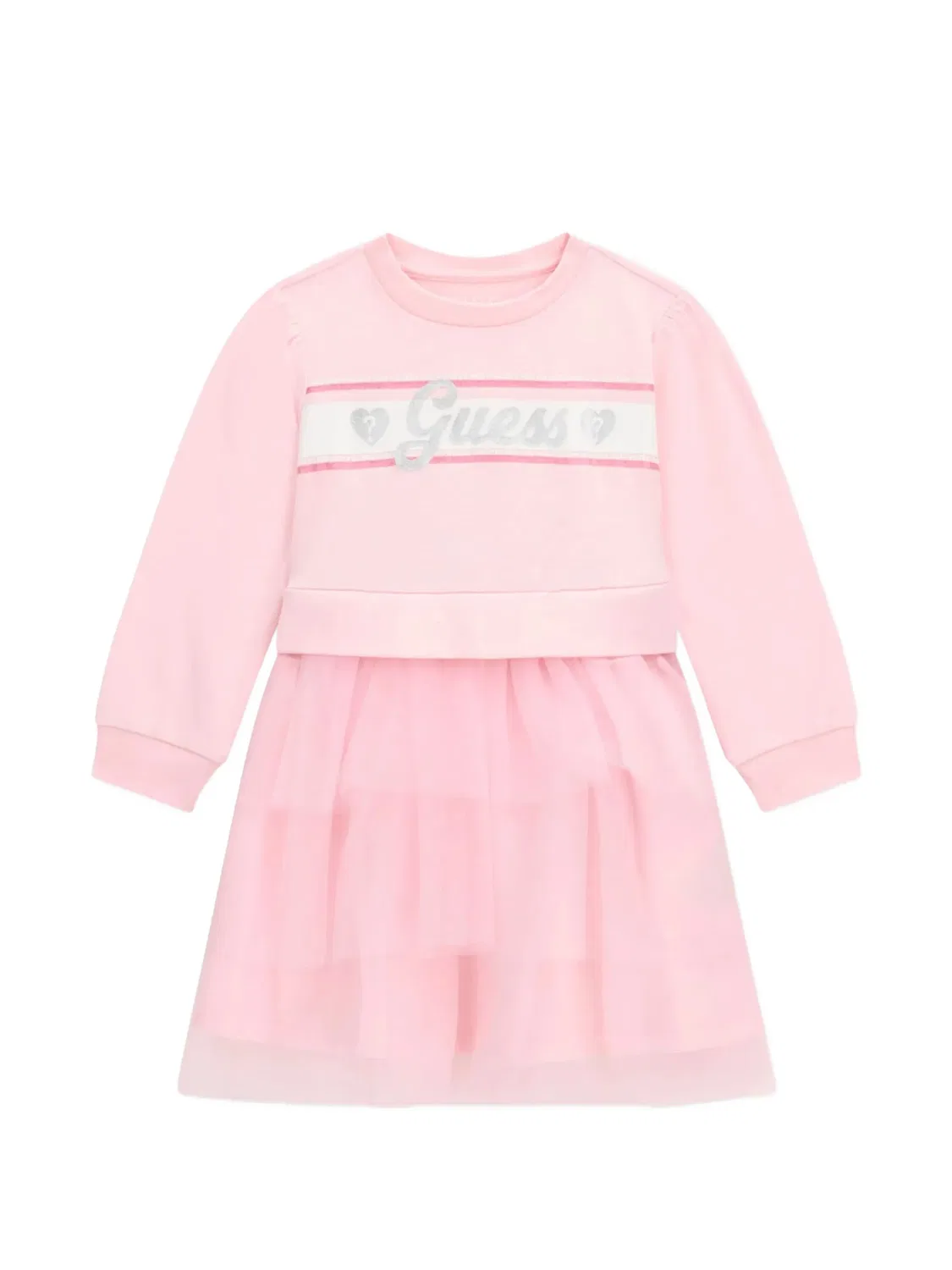 Ярусное платье с логотипом Guess Kids, розовый