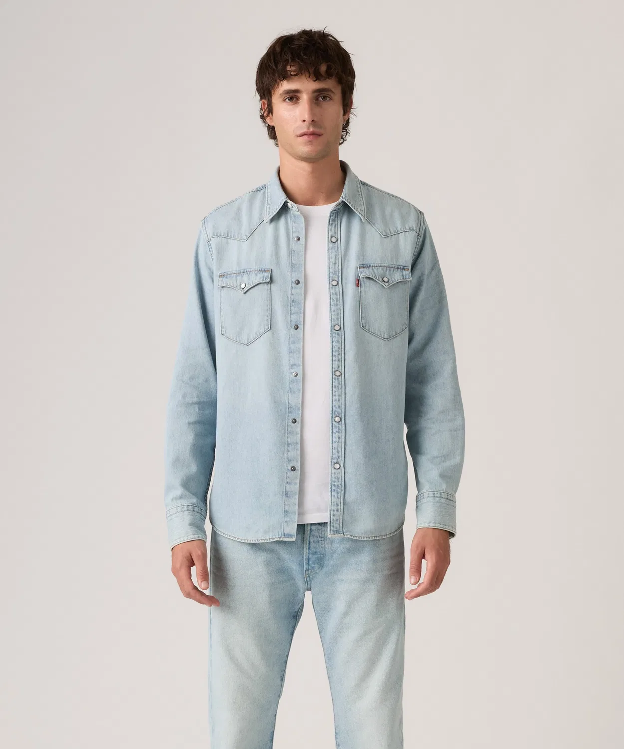 Мужская рубашка с длинным рукавомLevi's Western Shirt, Light Indigo Blue — фото 2