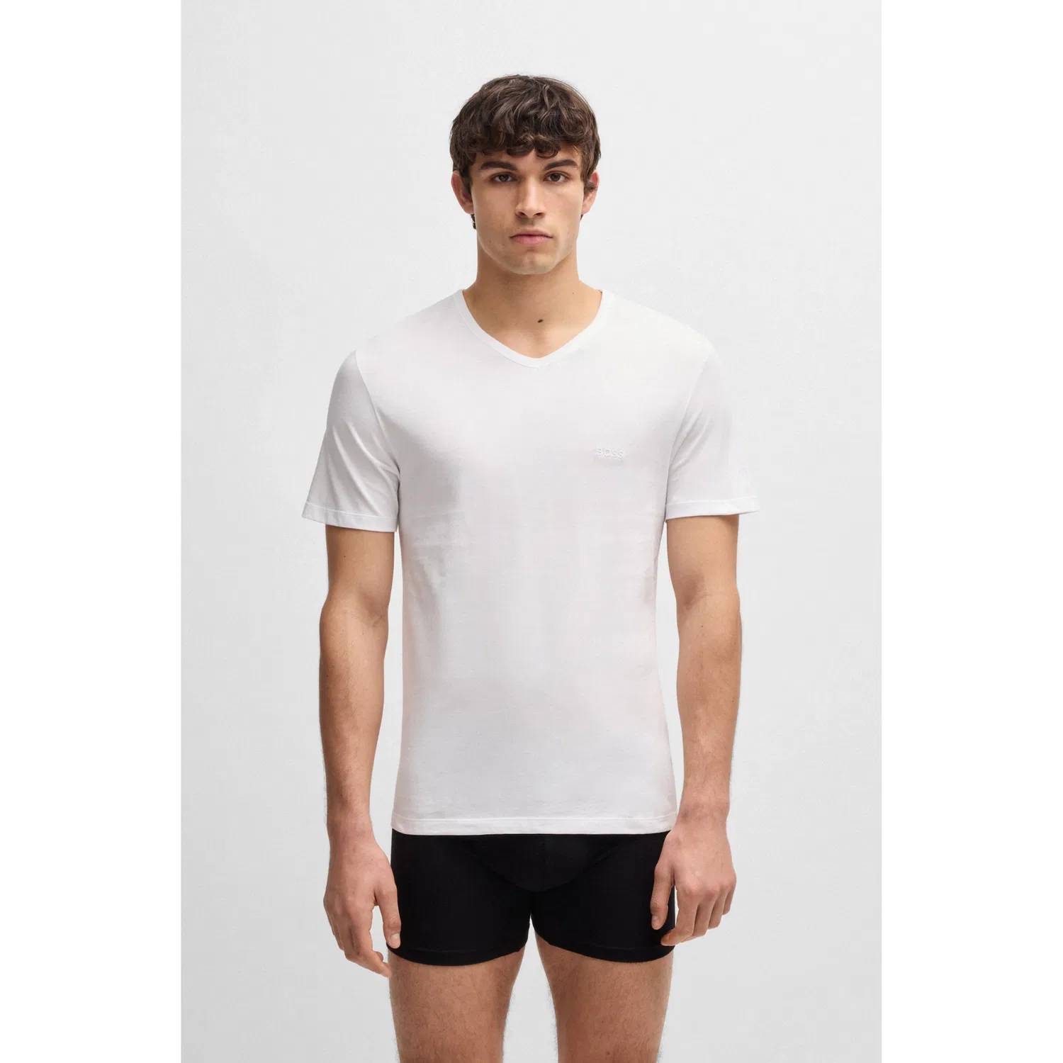 Мужская майка-борцовка с V-образным вырезом BOSS, Assorted Pre-Pack Gray Melange Black — фото 3