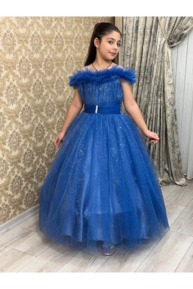 Детское платье для девочек с пайетками Tuha Kids Design, Indigo
