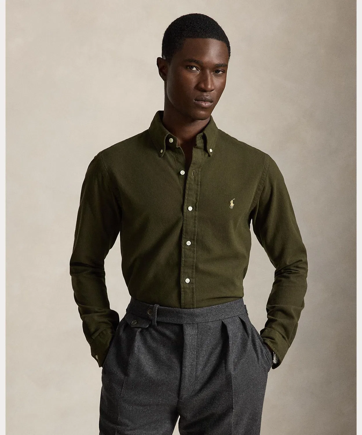 Мужская классическая рубашка из фланели с длинным рукавомPolo Ralph Lauren, Green