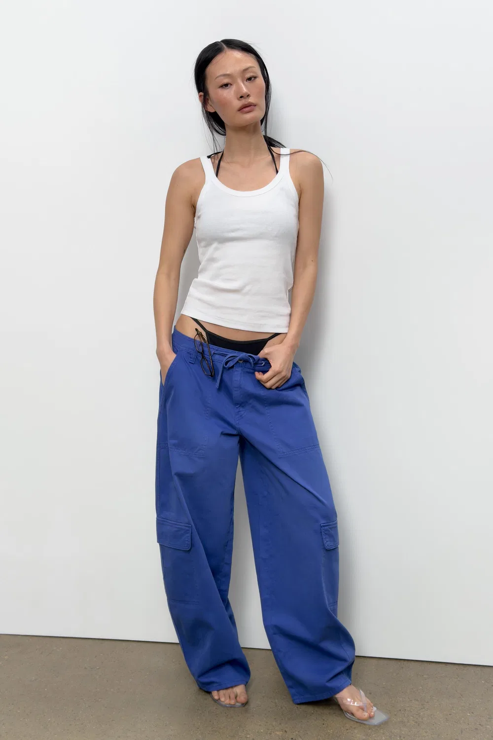 Рваный хлопковый жилет ZARA, White