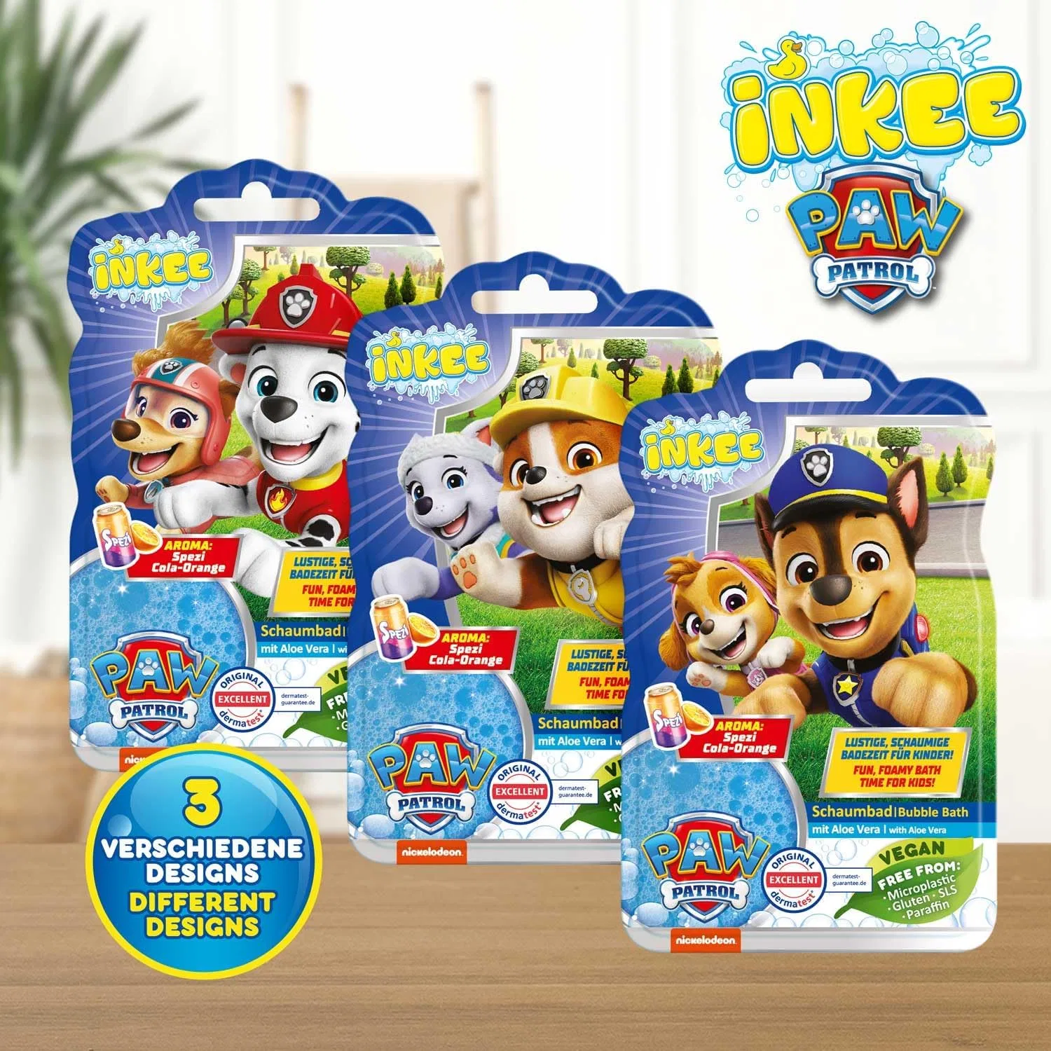 Детская пена для ванн Paw Patrol с алоэ вера и ароматом Spezi Cola Orange, 15 x 40 г, Blue Inkee — фото 4