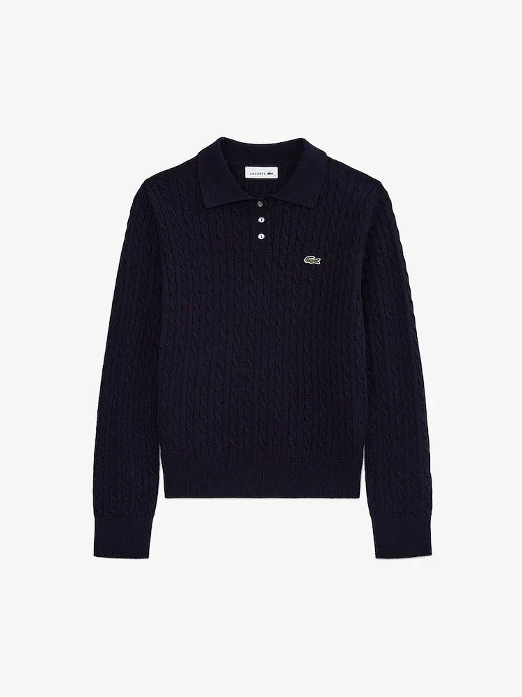Свитер женский Lacoste с кабельным узором, Navy — фото 3