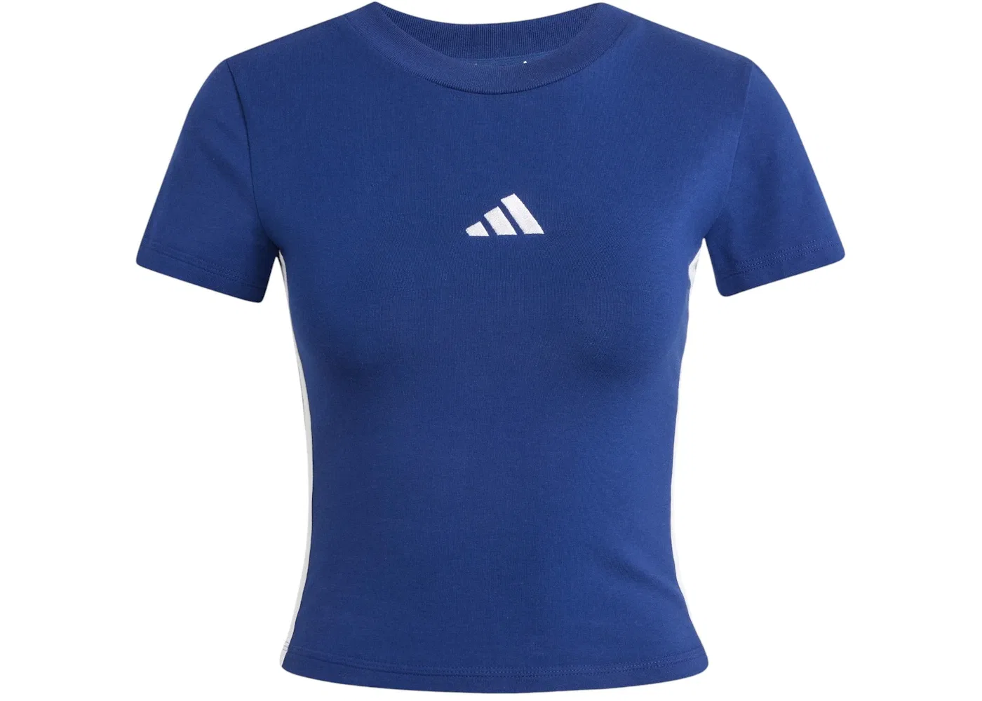 Женская футболка с принтом Adidas Essentials 3-Stripes Slim Baby T-Shirt, Dark Blue/White