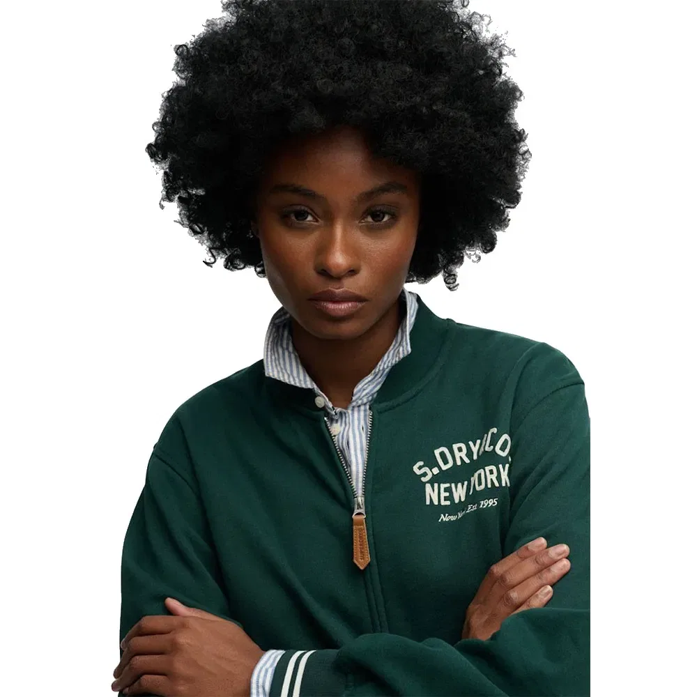 Бомбер на молнии Country Club Superdry, зеленый — фото 3