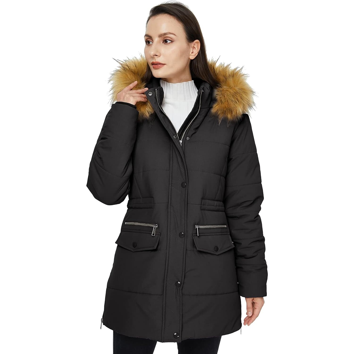

Куртка WenVen Waterproof Windproof Faux Fur, черный