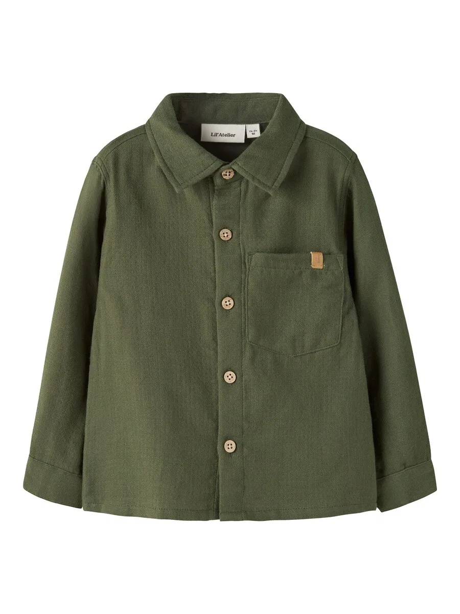Рубашка на пуговицах Lil'Atelier Comfort fit, зеленого цвета